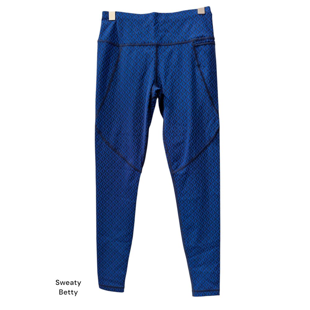 NWT  Sweaty Betty Power Blue Apex Geo Print Full Length Leggings  Sz S
